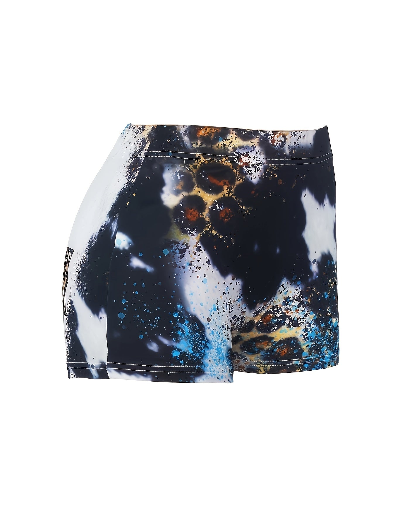  Western Style Shorts Women's Art Letter Print Tie Dye High Rise