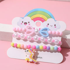3pcs Unicorn Pendant Beaded Bracelet Set For Kids