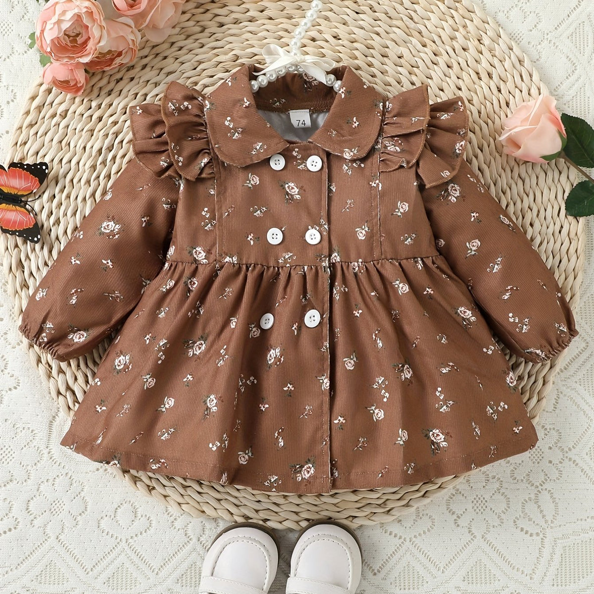 Baby Girl's Floral Print Dress for Spring/Autumn