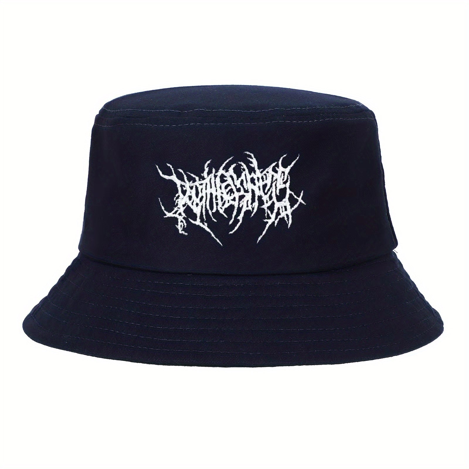 Gothic Embroidery Cotton Bucket Hat Unisex Lightweight Sunshade