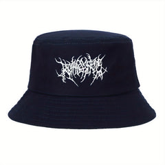 Gothic Embroidery Cotton Bucket Hat Unisex Lightweight Sunshade