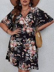  Floral Print Flutter Sleeve Mini Dress