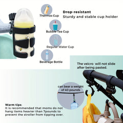Adjustable Baby Stroller Cup Holder with Insulated Bottle Holder