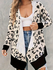  Casual Cardigan Women's Plus Colorblock Leopard Print
