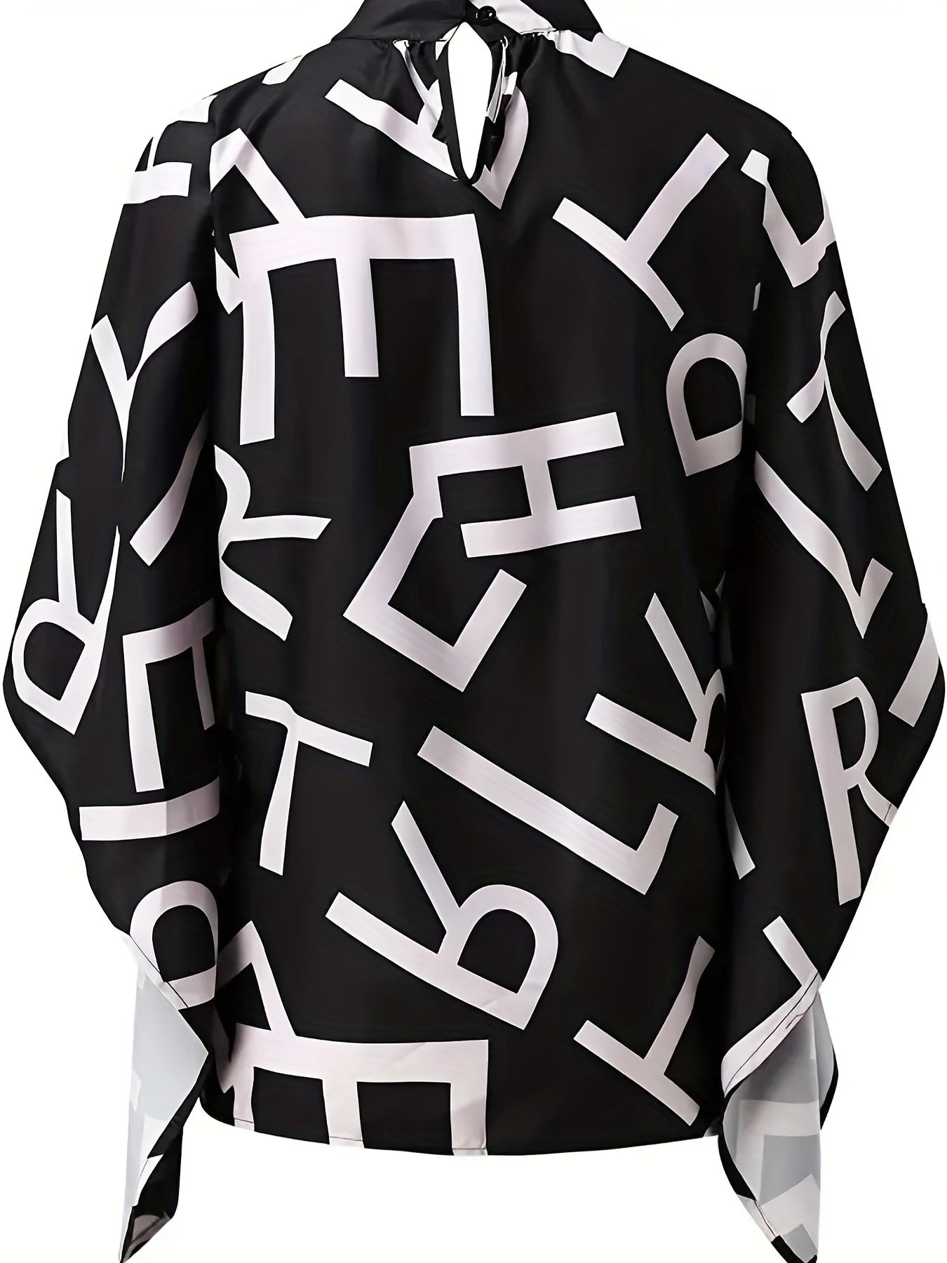 Women's Letter Print Bat Sleeve Blouse