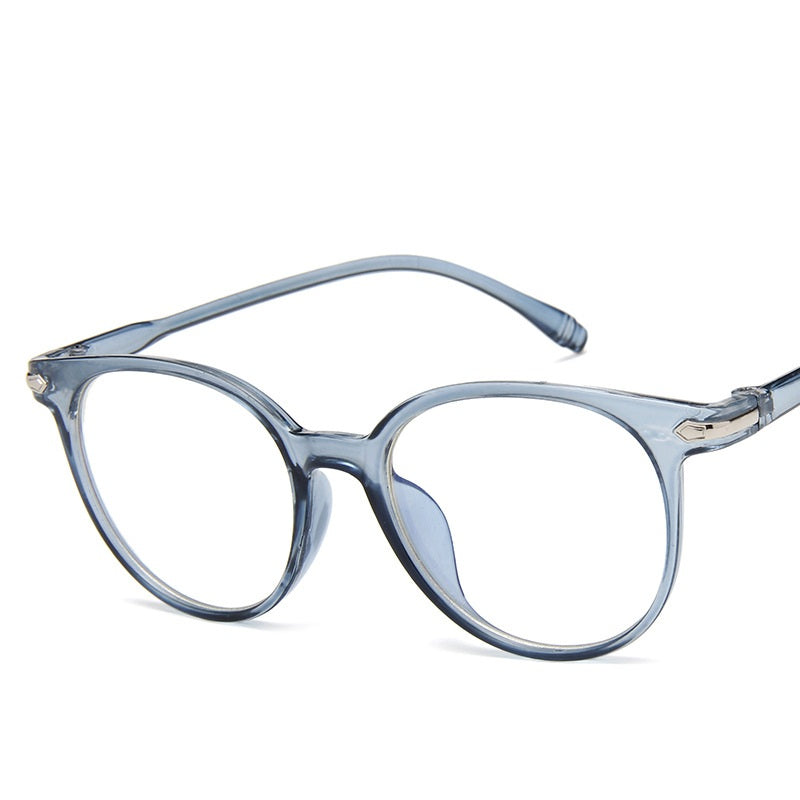 Round Frame Clear Lens Glasses Rivet Decor Eyewear