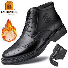 Men's Brogue Wingtip Derby Boots Lace-up Casual Walking Dress Shoes