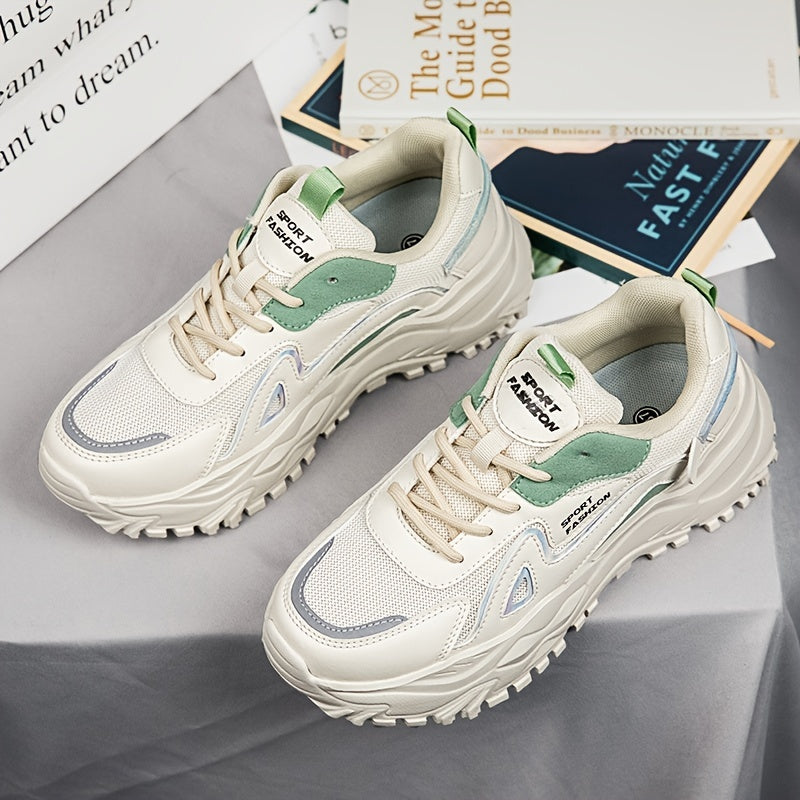 Women's Colorblock Chunky Sneakers Platform Lace Up Running Shoes