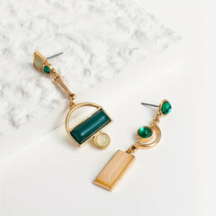 Geometric Drop Earrings - Golden Hollow Resin Metal Jewelry