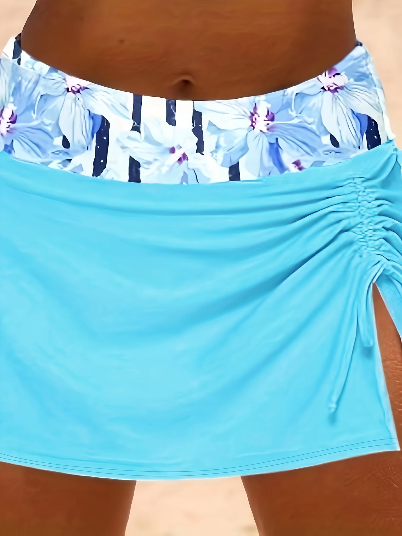 Floral & Stripe Print Boho Bikini Set Plus Size