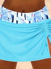 Floral & Stripe Print Boho Bikini Set Plus Size