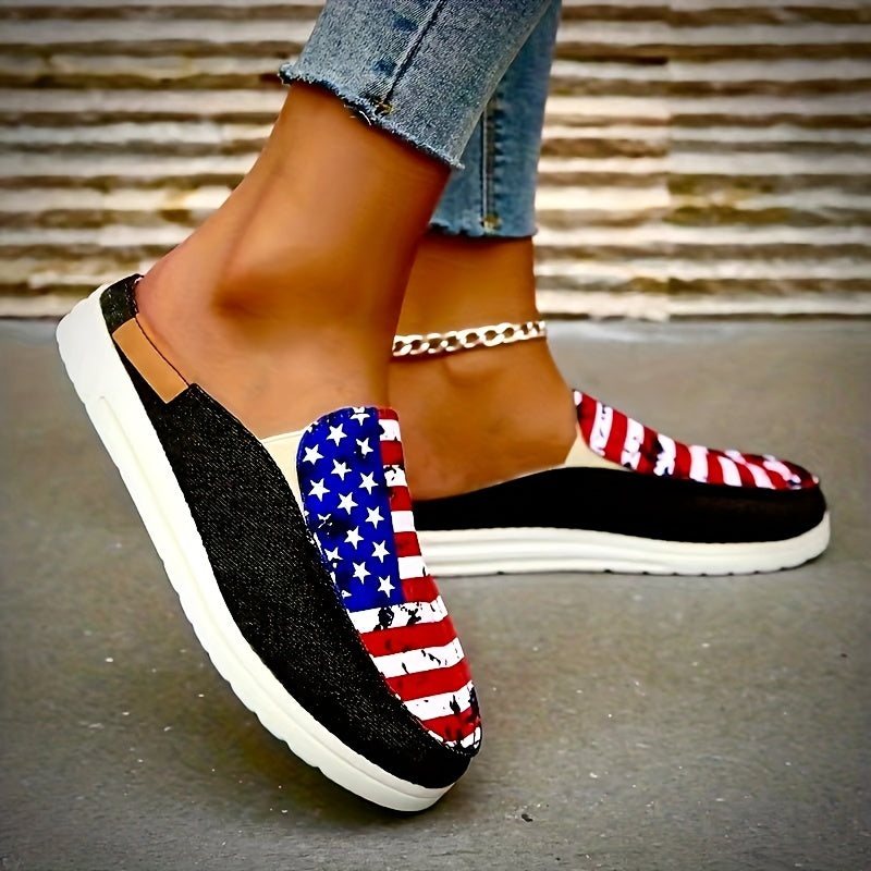 Women's Flag Pattern Slip On Flat Shoes Lightweight Casual Outdoor Shoes