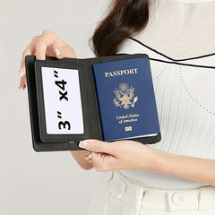 RFID Blocking Passport Holder Card Holder PU Leather Three Fold