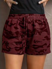 Plus Size Casual Shorts Women's Plus Random Print Elastic Drawstring High Rise