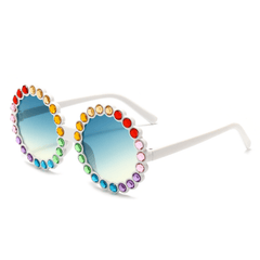 Y2K Rhinestone Round Frame Sunglasses for Girls