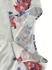  Boho Blouse Women's Floral Print Button Up Lantern Sleeve Top