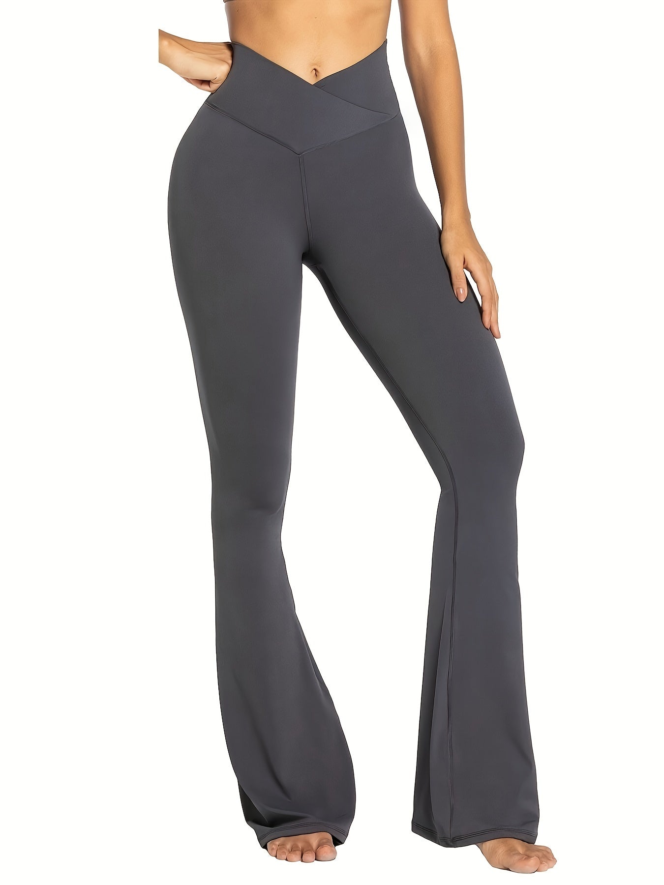 Solid Flare Leg Yoga Pants High Stretch Bell-bottom Leggings