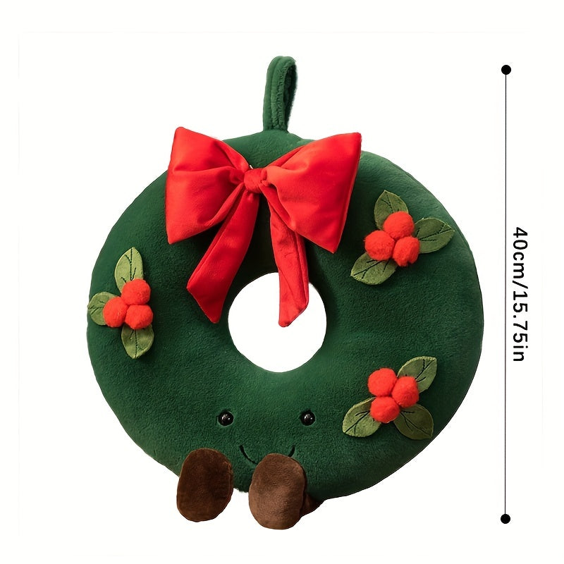 40cm Christmas Gingerbread Man Wreath Festive Decoration & Plush Toy Gift