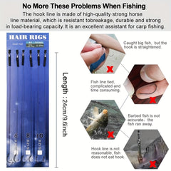 3pcs Stainless Steel Fishing Hooks Carp Rigs with Braided Line