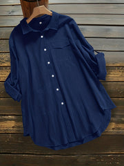  Casual Blouse Women's Plus Roll Up Sleeve Button Up Blouse