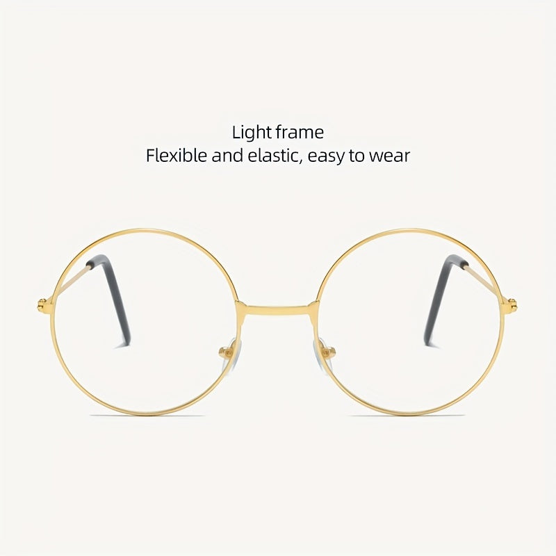 Men's Retro Round Frame Anti Light Glasses Reading Glasses