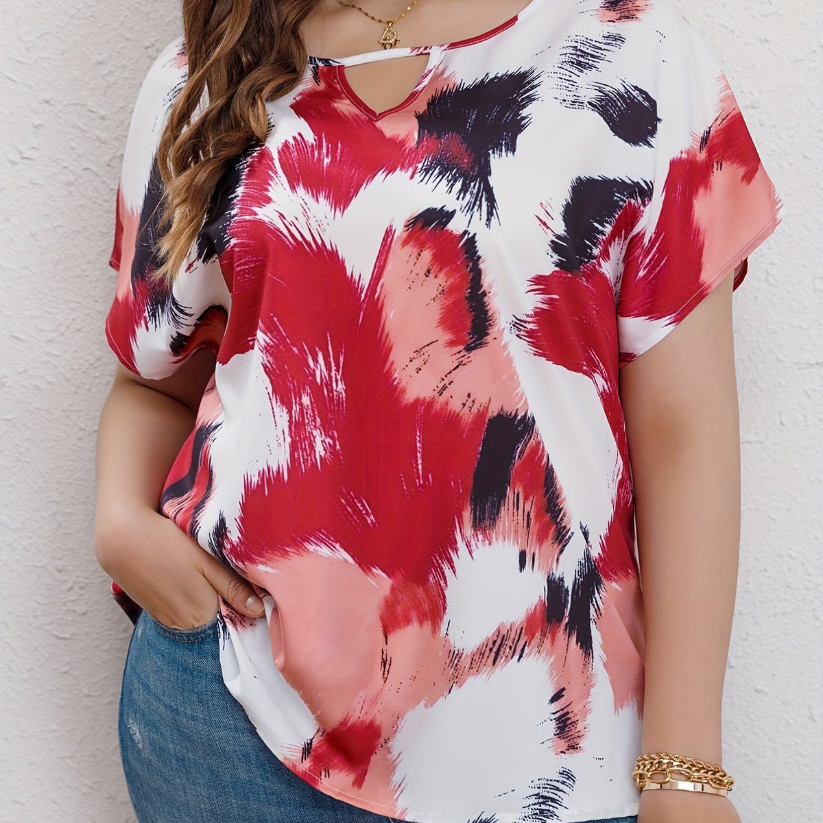  Tie Dye Short Sleeve Blouse