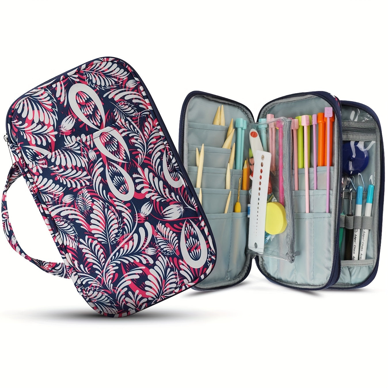 Double Layer Portable Crochet Storage Bag Lightweight Handbag
