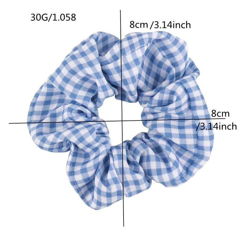 Large Plaid Polka Dot Scrunchie Hair Rope Sweet Headwear