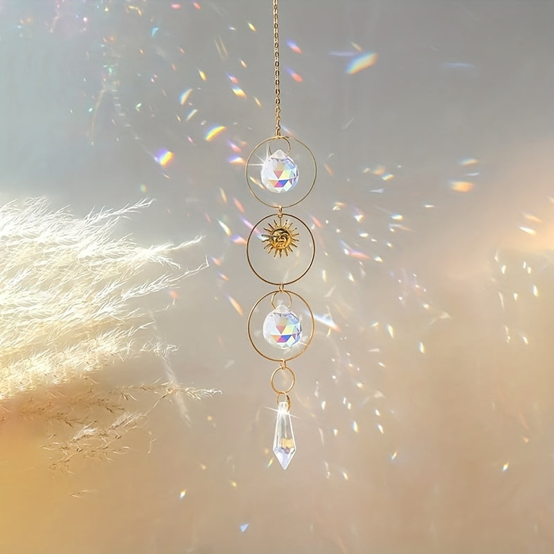 Crystal Sun Catcher Wind Chime Metal Pendant Home Decoration Car Hanging