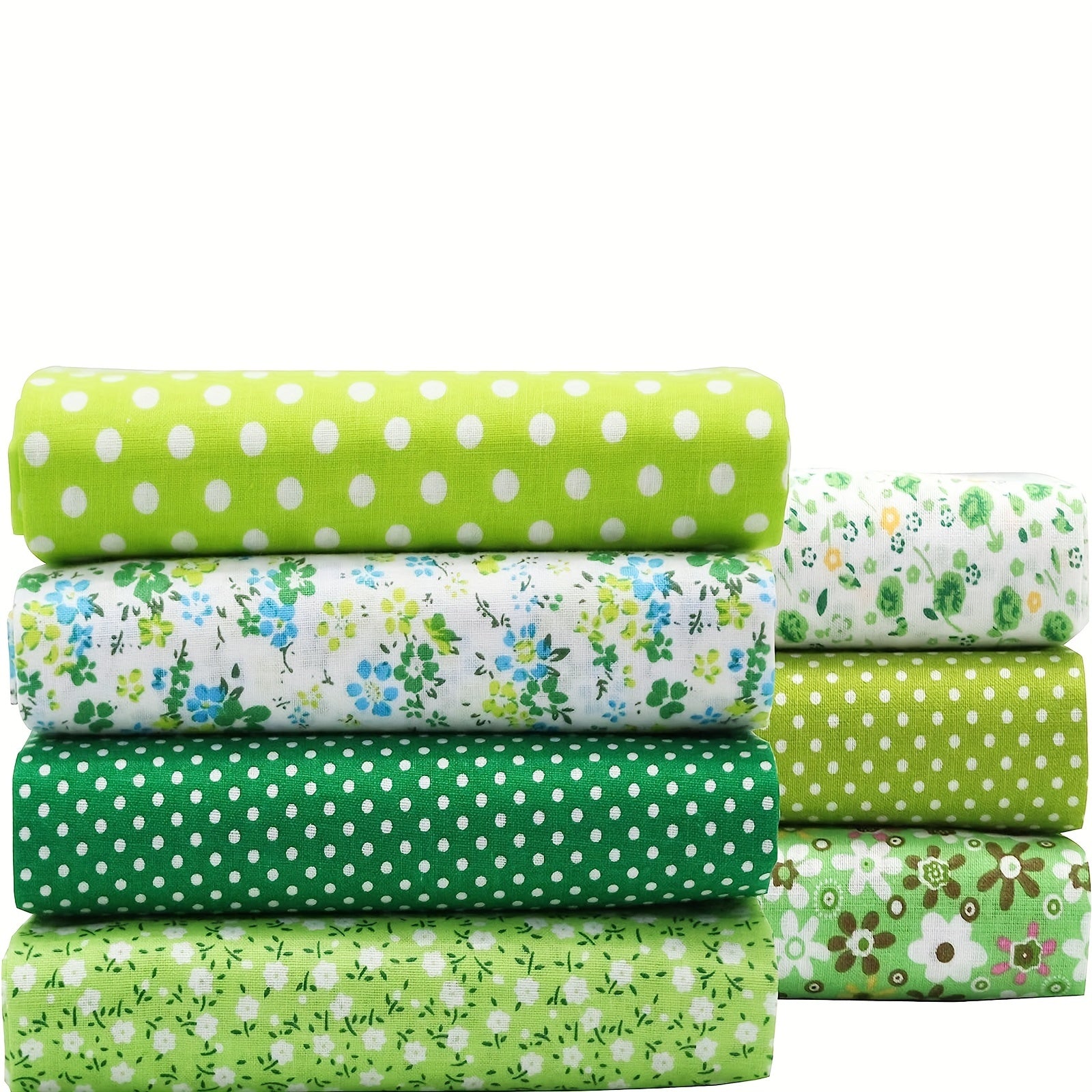 7pcs Green Fat Quarters Fabric Bundle Set