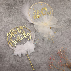 Feather Cake Insert Flag for Birthday Decor