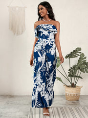 Floral Off Shoulder Jumpsuit High Waist Vacation Wear