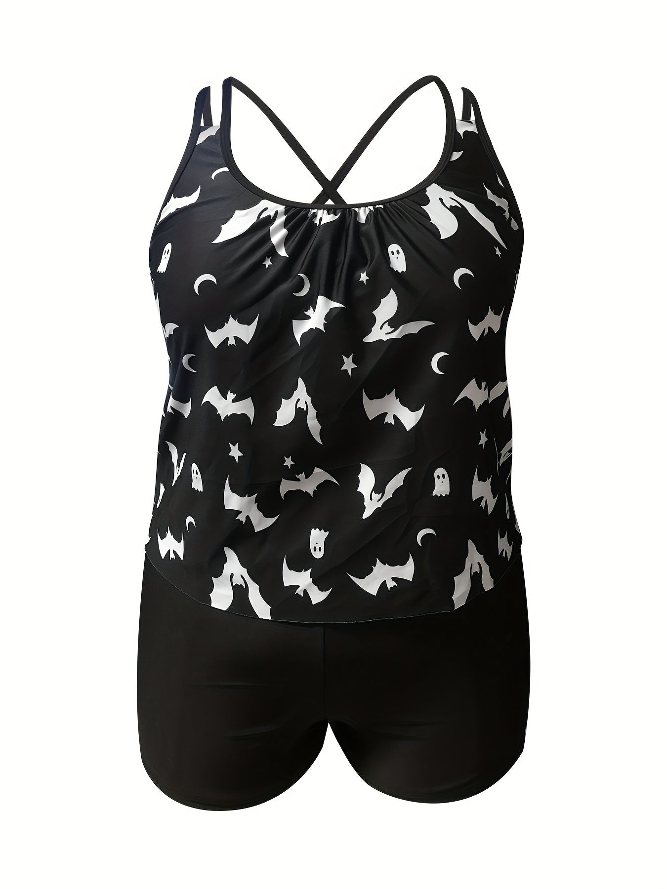  Bat & Ghost Print Tankini Set