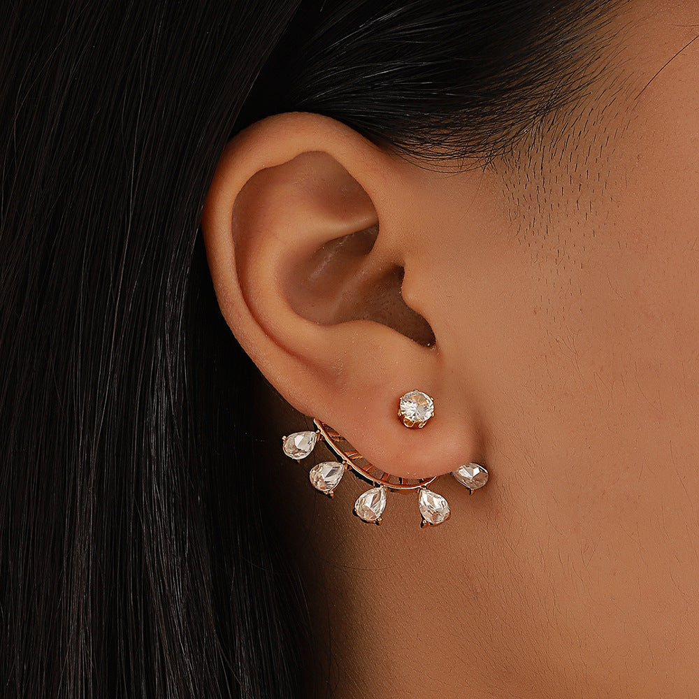 Zircon Geometric Earrings Rear Hanging Love Water Drop Earrings
