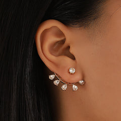 Zircon Geometric Earrings Rear Hanging Love Water Drop Earrings