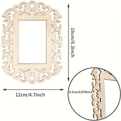 10pcs Unfinished Wooden Picture Frames DIY Ornaments + Jute Rope 11.94x16.0cm