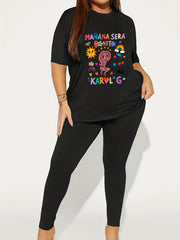  2 Piece Set Women's Graphic Print Top & Pants Outfits