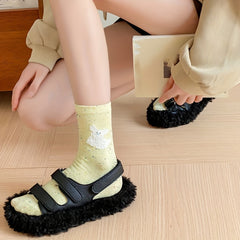 Dog Pattern Socks Soft Mid Tube Stockings Women's Hosiery