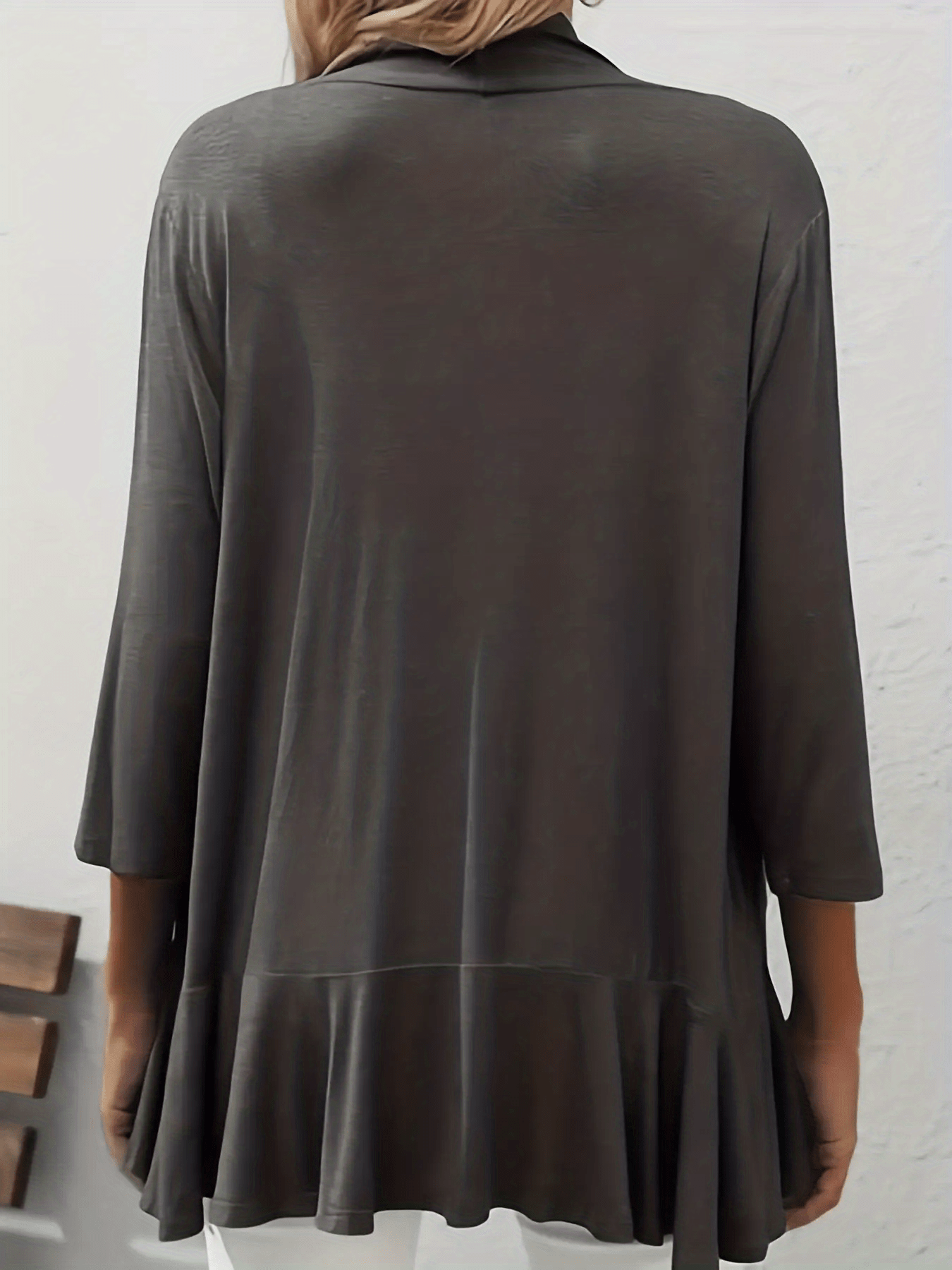  Solid Open Front Half Sleeve Cardigan