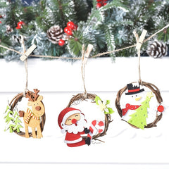 Christmas Rattan Garland Non-Woven Fabric Pendant Round Hanging Ornaments