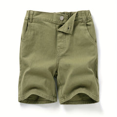Boys Army Green Shorts with Pockets for Spring and Summer