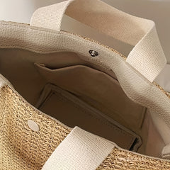 Stylish Braided Satchel Bag Lightweight Beach Storage Bag