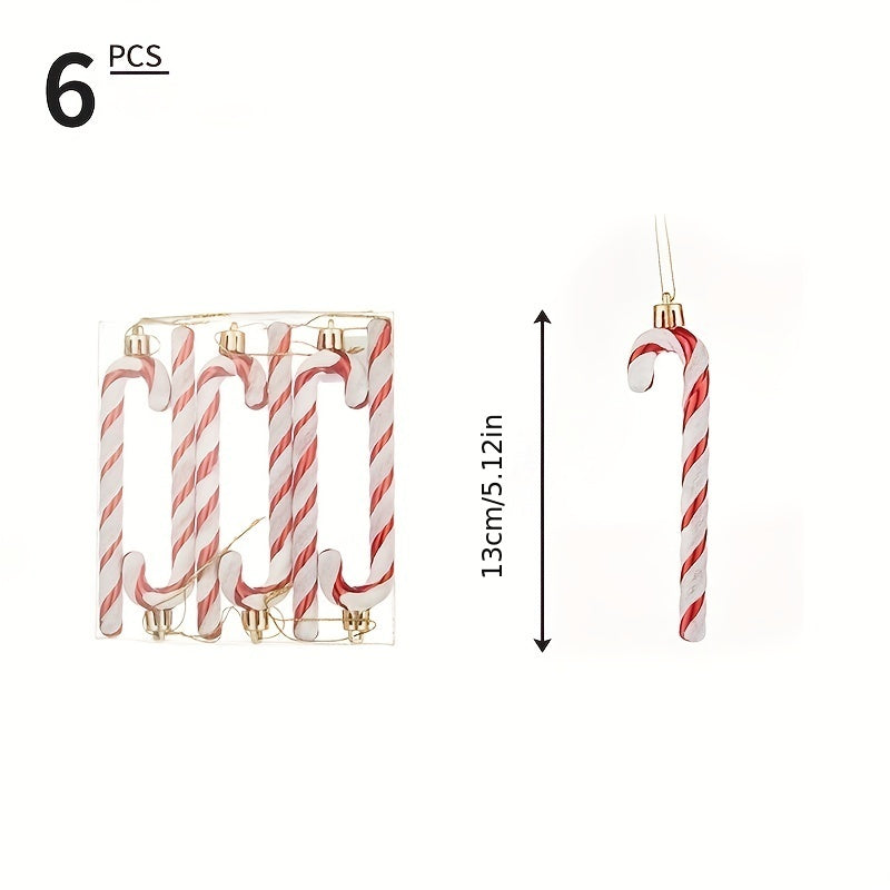 6pcs Christmas Cane Pendant Decoration Set