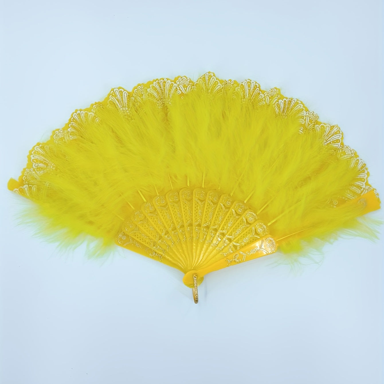 Yellow Plush Folding Fan Dance Performance Fan Photography Props