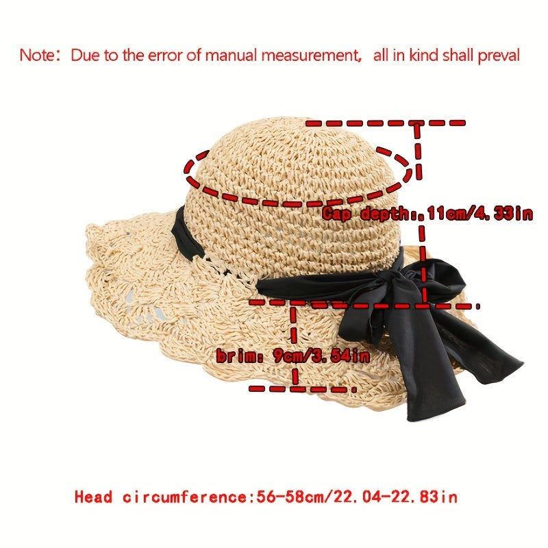 Vintage Ruffles Straw Sun Hat UPF50 Bucket Hat