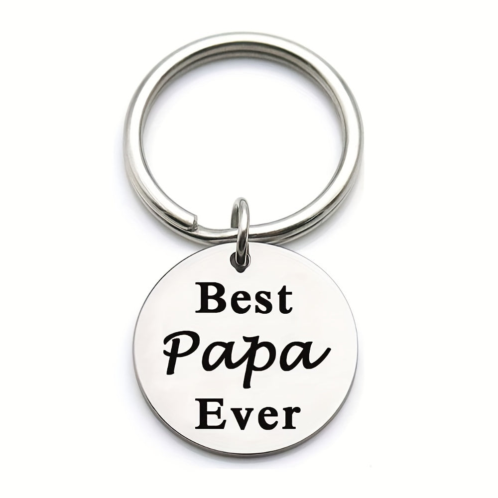 Family Stainless Steel Keyring Round Shape Keychain Father's Mother's Gift