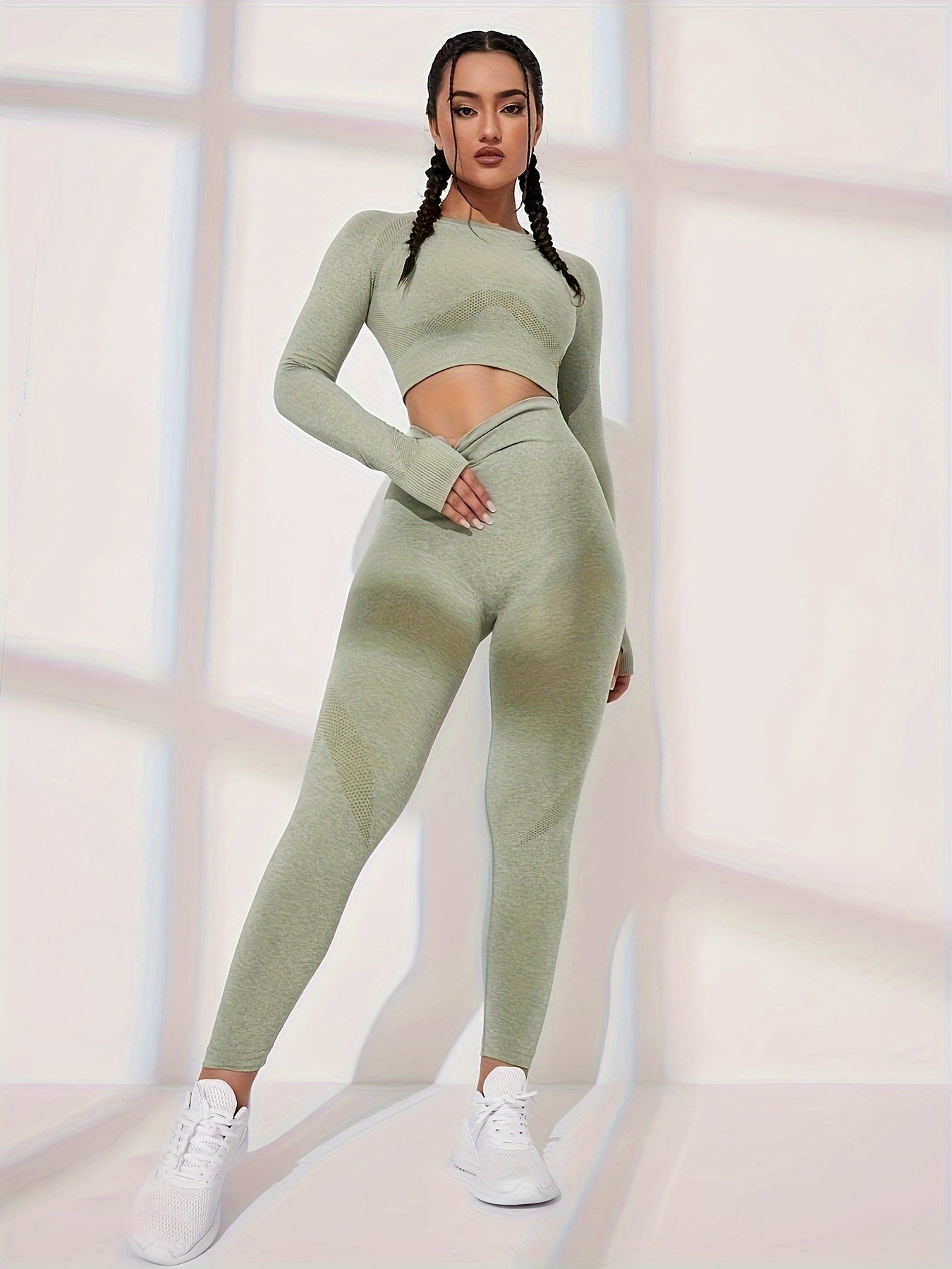Sporty Set Round Neck Backless Top & High Waist Running Pant Sports Suit