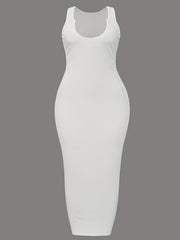  Notched Neck High Stretch Bodycon Cami Dress