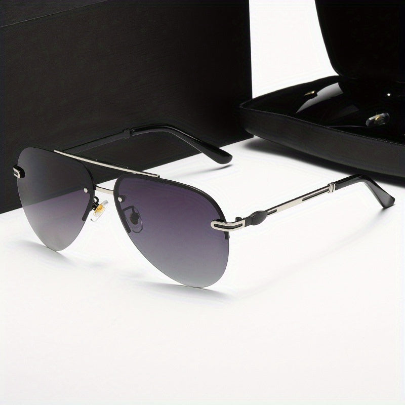 Men's Polarized Rimless Metal Sunglasses UV Protection