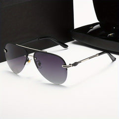 Men's Polarized Rimless Metal Sunglasses UV Protection
